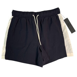 NWT Mono B Athletic Shorts Womens L Black White Drawstring Running Gym Summer